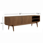 TV Stand Console Fits TV's up to 65 in. with Wood Legs in Mid Century Modern Scandinavian Design
