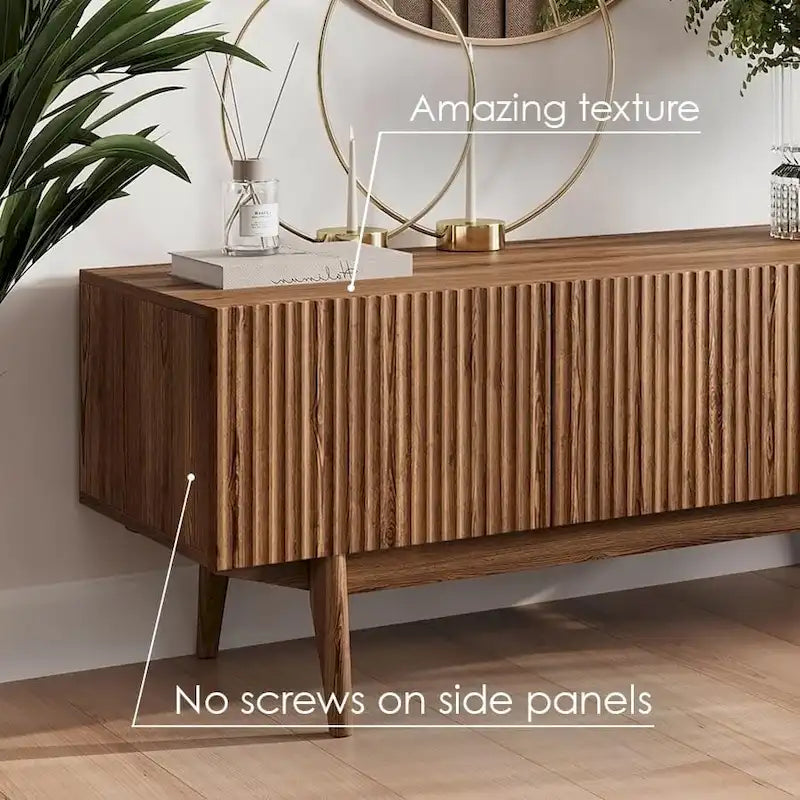 TV Stand Console Fits TV's up to 65 in. with Wood Legs in Mid Century Modern Scandinavian Design
