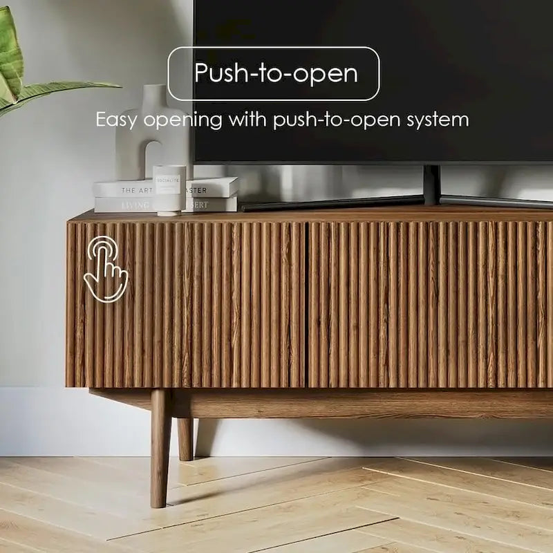 TV Stand Console Fits TV's up to 65 in. with Wood Legs in Mid Century Modern Scandinavian Design