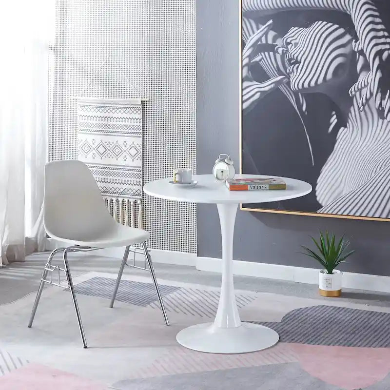 31.5 Tulip Table Mid-century Dining Table for 2-4 people With Round Mdf Table Top, Pedestal Dining Table, Leisure Coffee Table