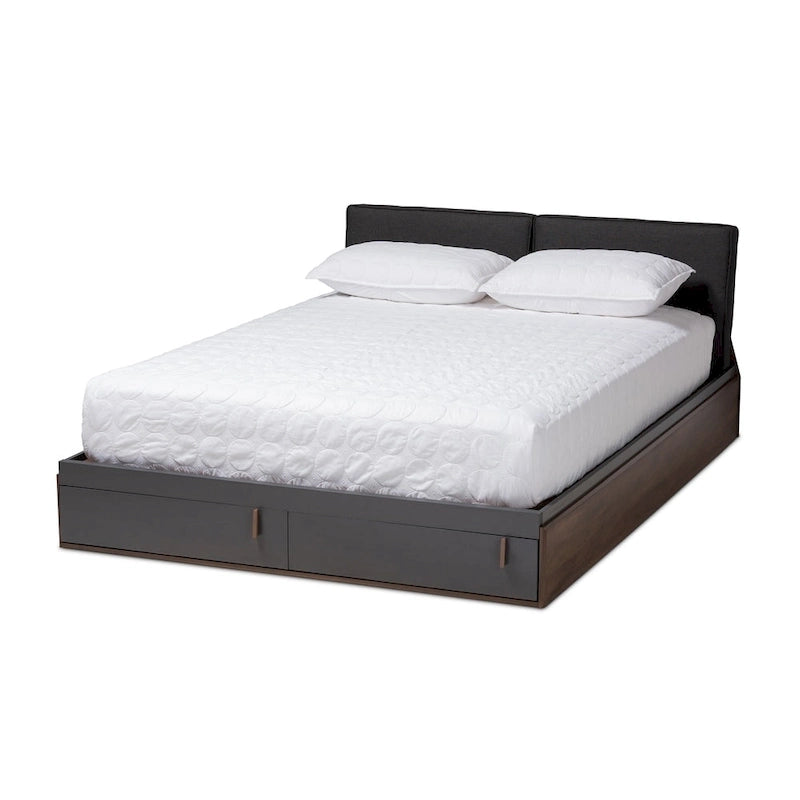 Contemporary Queen Size Platform Storage Bed