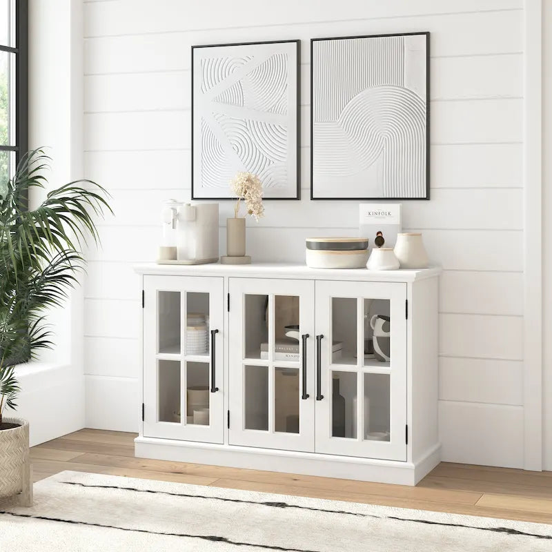 46W Sideboard Cabinet with Glass Doors - Matte Black