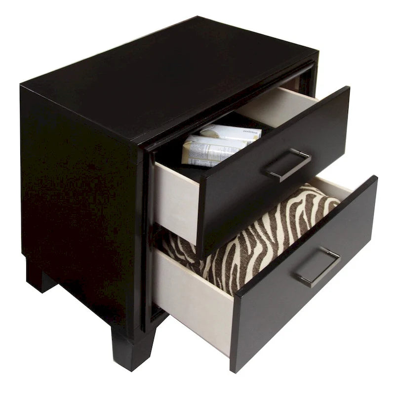 Espresso 2-Drawer Nightstand for Bedroom