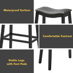 Set of 2 Saddle Bar Stools Bar Height Kitchen Chairs w/ Rubber
