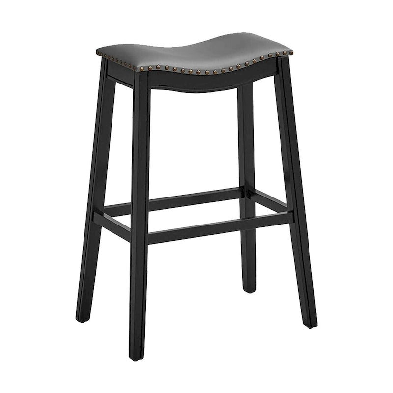 Set of 2 Saddle Bar Stools Bar Height Kitchen Chairs w/ Rubber