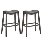Set of 2 Saddle Bar Stools Bar Height Kitchen Chairs w/ Rubber