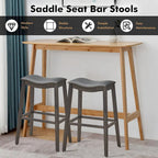 Set of 2 Saddle Bar Stools Bar Height Kitchen Chairs w/ Rubber