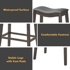 Set of 2 Saddle Bar Stools Bar Height Kitchen Chairs w/ Rubber