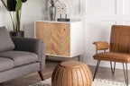 Nuloom Faux Leather Round Filled Ottoman Pouf