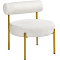 Yaheetech Boucle Gold Metal Legs Accent Chair With Round Padded Seat, White - 25 23 26 