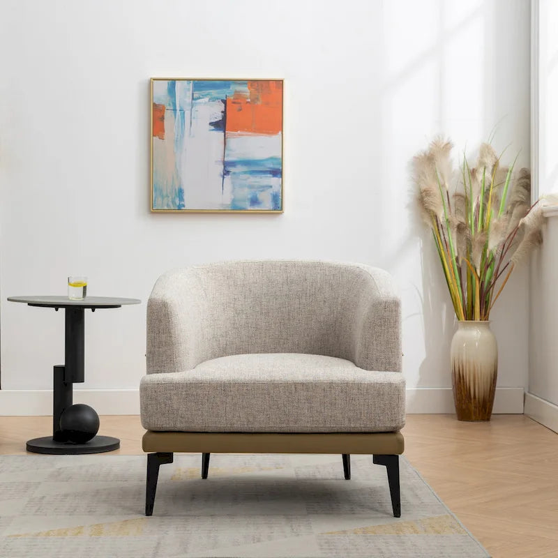Modern Two-tone Barrel Fabric Chair