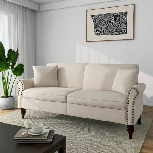 73  Sofa with Nailhead Trim Rolled Arms