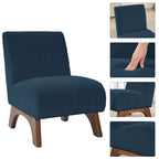 Corduroy Aremless Accent Chair with Solid Wood Legs & Padded Seat