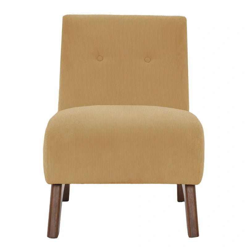 Corduroy Aremless Accent Chair with Solid Wood Legs & Padded Seat