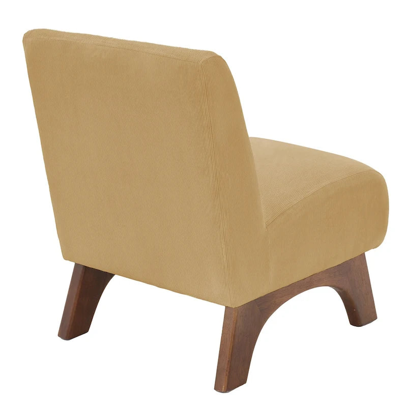 Corduroy Aremless Accent Chair with Solid Wood Legs & Padded Seat