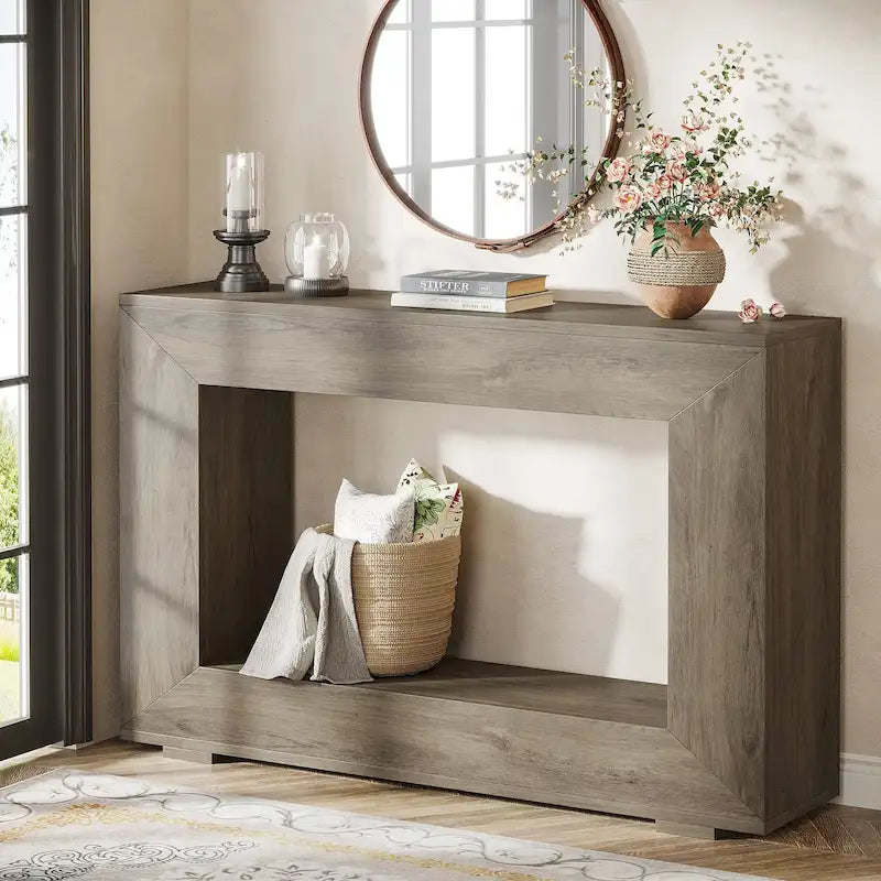 Rustic Console Sofa Table for Entryway, Hallway, Living Room - 47.24  W x 32.8  H x 11.81  D