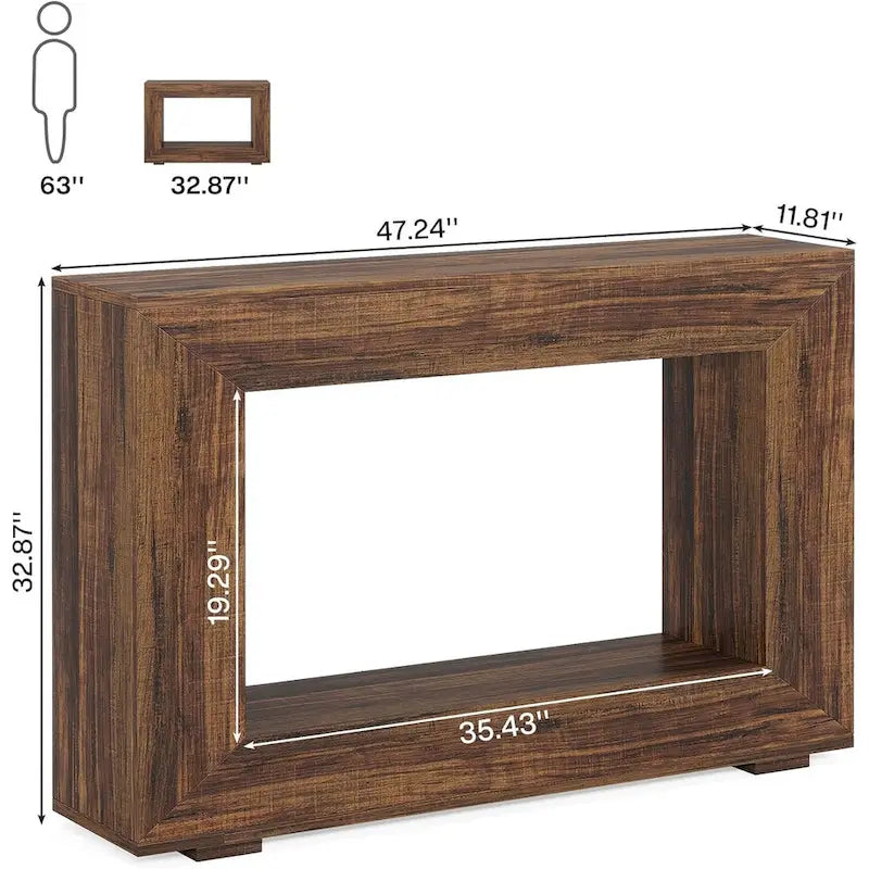Rustic Console Sofa Table for Entryway, Hallway, Living Room - 47.24  W x 32.8  H x 11.81  D