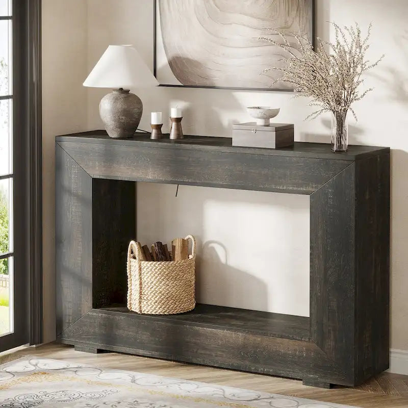 Rustic Console Sofa Table for Entryway, Hallway, Living Room - 47.24  W x 32.8  H x 11.81  D