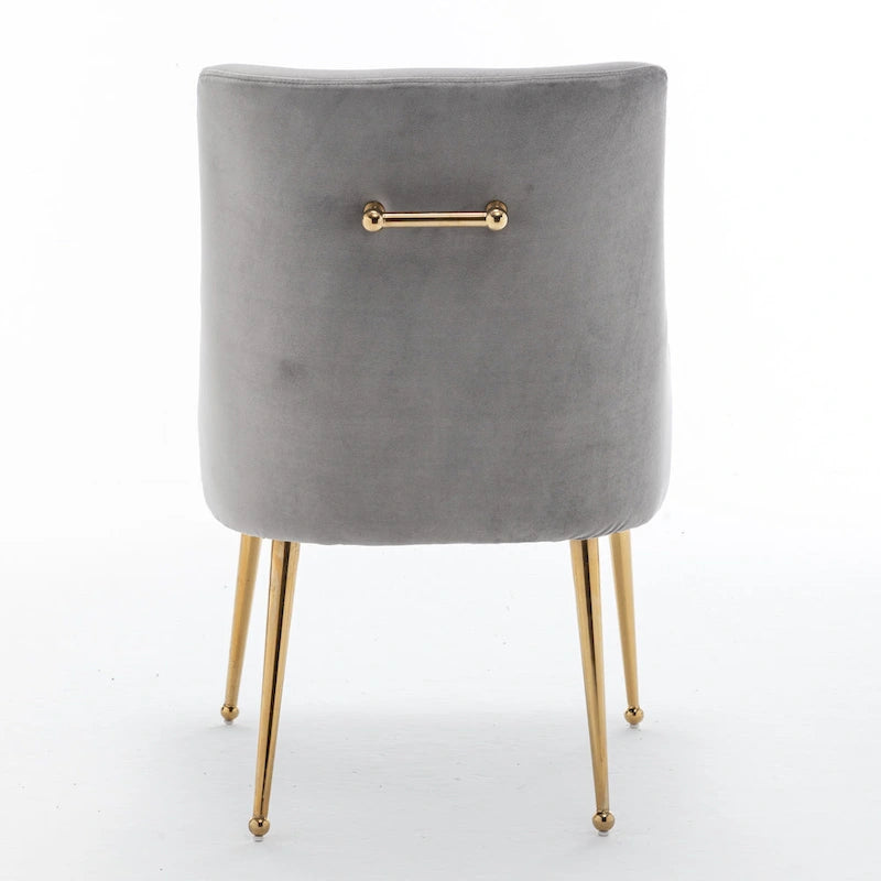 Velvet Upholstered Dining Chair Set of 4, Modern Glam Armless Side Chair