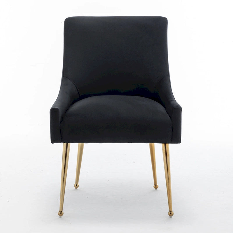 Velvet Upholstered Dining Chair Set of 4, Modern Glam Armless Side Chair