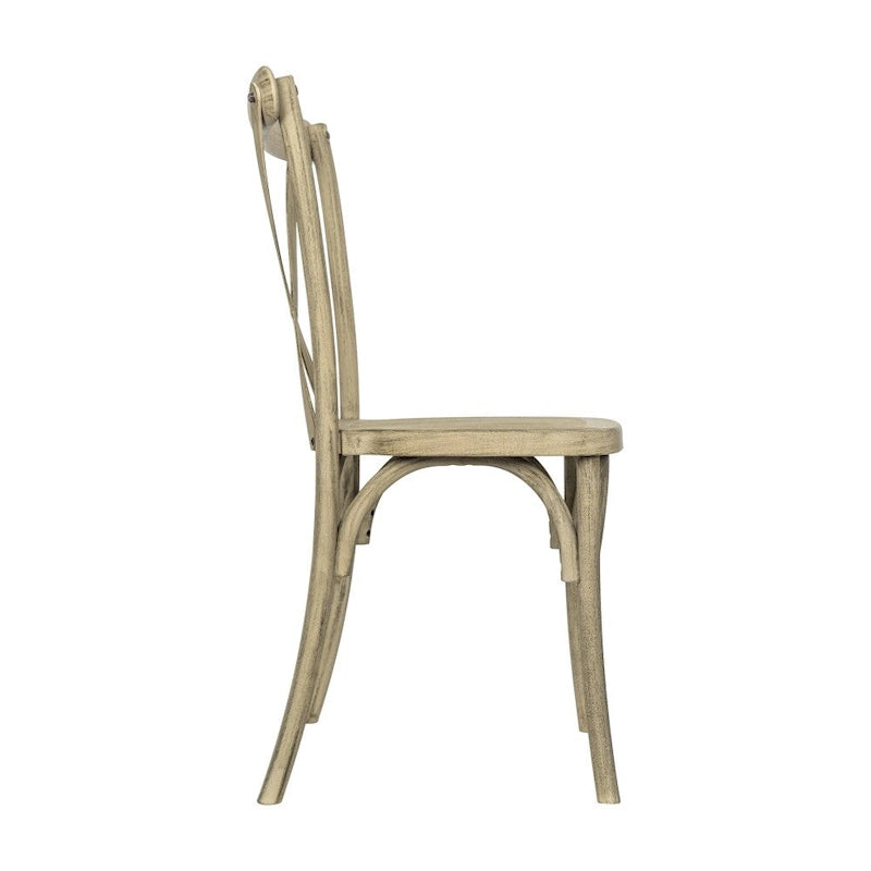 Indoor/Outdoor Commercial Grade Wood Look Resin Cross Back Chair - 19.25 W x 19.75 D x 35.25 H