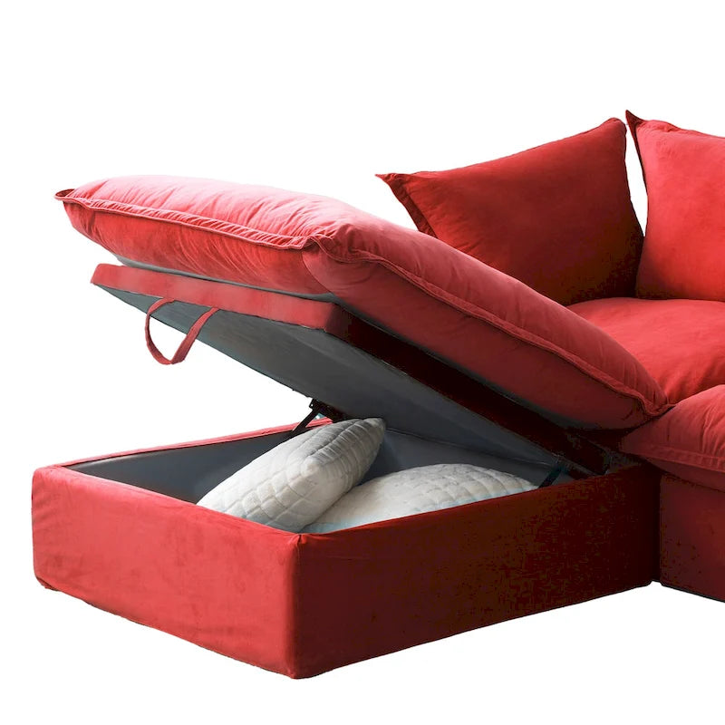 Modular Sectional Sofa Couch, Velvet 3 or 4 Seater Sofa, Minimalist Style Comfy Sofa Couch for Living Room Apartment