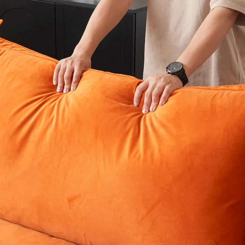 Modular Sectional Sofa Couch, Velvet 3 or 4 Seater Sofa, Minimalist Style Comfy Sofa Couch for Living Room Apartment